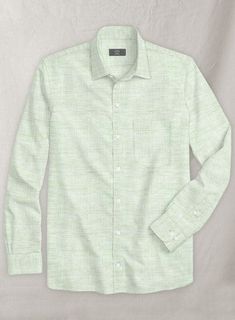 Shirts are a constant in a man's wardrobe because of their availability and various styling options. 
 
 Our Dublin Mint Green Linen Shirt featuring a green hue will serve as good color and give you an elegant and rich appearance, a happy choice for modern, fashionable gentlemen. 
 Crisp All Natural Fabric Linen, Natural Fabrics are always better than Man-Made Polyester fabrics, they are more comfortable and adapt to the body shape very well. 
 
 Made To Your Measurements Sea Green Outfit, Green Linen Shirt, Solid Green, Natural Fabric, Green Outfit, Green Shirt, Men's Wardrobe, Sea Green, Natural Fabrics