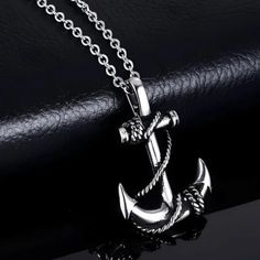 Anchor Necklace With Chain, Brand New, Way Nicer Chain Than Shown In The First Pics, Last Pic Is The Chain It Comes With Jjba Outfits, Vintage Chanel Handbags, Anchor Necklace, Anchor Chain, Mens Leather Bracelet, The Chain, Mens Accessories Jewelry, Cross Pendant Necklace, Men Necklace