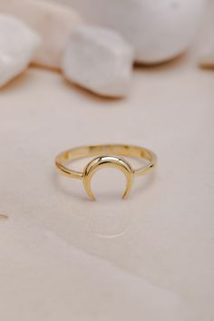 ❤️🔥 18K Celestial Moon Ring, Minimalist Ring, Dainty ring, Delicate Ring,  Minimal Ring, Cute Ring, Valentine's Day Gift, Valentine's Day Ring ❤️🔥 ⭐️ Do you want an unforgettable gold gift for your grandchildren, nephews, girlfriend, spouse or people you care about? Then just choose the our necklace and ring that they will love, and we will design on the gift box in the best way for you and turn your necklace or ring into an eternal memory! Unforgettable Memories 🎁 Special Design Gift Boxes 🎄 High Quality Solid Gold Ring - Necklace 🚚 All Ring And Necklace Are Free and Same Day Shipping! ⭐️ We creat your jewelry as you wish! Welcome to Bex Jewelry! Jewelry has the power to be the one little thing that makes you feel unique.🌠 I am very excited that you are browsing my design gold produ Dainty Moon-shaped Gold Ring, Minimalist Crescent Moon Charm Ring, Minimalist Adjustable Crescent Ring, Dainty Crescent Rings For Promise, Dainty Moon-shaped Midi Promise Rings, Dainty Crescent-shaped Promise Rings, Dainty Crescent Gold Rings, Gold Minimalist Rings With Moon Phase, Minimalist Gold Rings With Moon Phase