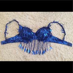 Purchased From A Vintage Store, Beading Is Hand Done And In Nearly Perfect Condition. Has Adjustable Straps And Three Sets Of Closure Hooks. The Band Size Is 36 And The Cup Size Is Not Listed But I Was Told It Is A C When I Purchased. I Am A C Cup And It Fits Perfectly And True To Size For A 36 C Size Bra. Burlesque Bra, Vintage Burlesque, C Cup, Vintage Store, Cup Size, Bra Sizes, Blue Purple, Women's Intimates, Blue And Purple