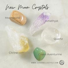 new moon crystals New Moon Crystals, Moon Crystals, Moon Energy, Setting Intentions, Green Aventurine Stone, Dream Recall, Moon Journal, Crystal Healer, Aventurine Stone