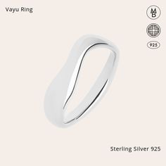 The Vayu Ring is a simple, wavy piece in a clean and solid look. Ideal to be stacked along with Aura and Soma Rings. Silver Rings With Shiny Finish For Everyday, Modern Wavy Silver Jewelry, Modern Silver Wavy Rings, Modern Wavy Rings With Polished Finish, Modern Wavy Jewelry For Anniversary, Modern Jewelry For Anniversary, Modern Hypoallergenic Sterling Silver Rings, Minimalist Sterling Silver Wavy Ring, Silver Wavy Jewelry For Anniversary