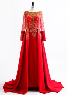 New Arab robe long-sleeved red dress evening dress  #BridalDresses #WeddingGowns #Wedding #WeddingDresses Red Long Sleeve Banquet Dress, Red Fitted Gown With Long Sleeves, Red Fitted Long Sleeve Gown, Long Sleeve Red Dress With Sweep Train, Red Long Sleeve Dress With Sweep Train, Red Long Sleeve Evening Dress With Sweep Train, Elegant Red Long Sleeve Gown, Red Long Sleeve Evening Dress For Wedding, Red Fitted Long Sleeve Evening Dress