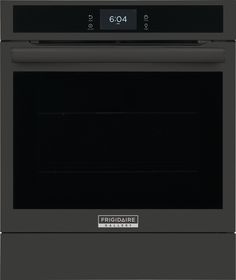 a black oven with the door open and an electronic display on it's side