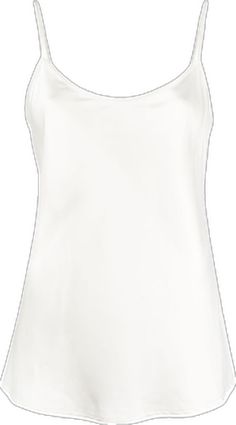 Elegant White Tank Top With Straps, Elegant White Top With Tank Straps, Elegant White Scoop Neck Tank Top, Chic White Tank Top With Delicate Straps, White Tank Camisole With Delicate Straps, White Silk Summer Camisole, White Silk Camisole For Spring, White Silk Camisole For Summer, Elegant White Camisole Tank Top