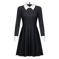 Wendy Costume, Collar Outfits, Wednesday Addams Dress, Wednesday Addams Costume, Vintage Dresses Cheap, Wednesday Dress, Vintage Dresses Online, Black Halloween Dress, Peter Pan Collar Dress