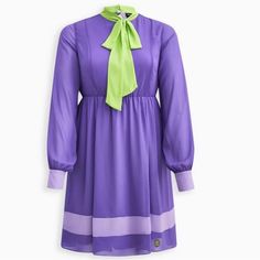 Nwt Torrid Plus Size Scooby Doo Collection Size 3 3x 22-24 Size 1 1x 14-16 Fit N' Flare Silhouette. Materials + Care Chiffon Woven Fabric: A Semi-Sheer, Lightweight Fabric That Drapes Beautifully. Stretch Level: None. 100% Polyester. Machine Wash Cold. Dry Low. Imported. Details Bow Crew Neckline. Long Blouson Sleeves With Cuff. Purple Flowy Chiffon Dress, Flowy Purple Chiffon Dress, Purple Fitted Long Sleeve Chiffon Dress, Purple Long Sleeve Chiffon Dress, Purple Flowy Long Sleeve Chiffon Dress, Scooby Doo Daphne, Pleated Skater Dress, Ditsy Floral Dress, Green Lace Dresses