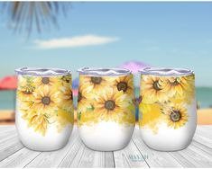 Sunflowers wine tumbler. -Mayan Sub Shop Wine Experience, Epoxy Tumbler, Steel Straw, Stainless Steel Straws, Wine Enthusiast, Cute Cups, Wine Tumbler, Clear View, Wine Tumblers