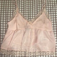 Ae Studio Lace Babydoll Cami Color: Baby Pink With Lace Trim Never Worn But The Tag Is A Little Loose Size :Xs Pink Babydoll Top, Thrift Manifest, Funky Crochet, Thrift Board, English Embroidery, Babydoll Cami, Pink Babydoll, Pink Lace Tops, Lace Babydoll