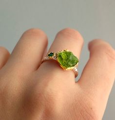 Rough Green Peridot Ring, Dainty Delicate Ring Crystal Gemstone, August Birthstone Raw Jewelry Gift Women, Birthday Gift Mom, Anniversary - Etsy Raw Jewelry, Birthday Gift Mom, Ring Crystal, August Birthstone, Women Birthday, Peridot Ring, Green Peridot, Ring Dainty, August Birth Stone