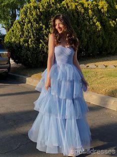 Popular Blue A-line Sweetheart Maxi Long Party Prom Dresses,Evening Dr – SposaDresses Traditional Prom Dresses, Cinderella Dress Aesthetic, Junior Prom Dresses Long, Fancy Evening Gowns, Blue Dresses Formal, Cinderella Prom Dress, Pastel Prom Dress, Blue Formal Dress, Prom Dress Inspo