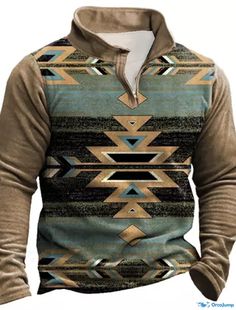 OrcaJump - Unisex 3D Printed Tribal Graphic Zip Pullover Sweatshirt - Large Sizes - Green, Blue, Purple, Brown, and Multicolor Long Sleeve Top For Outdoor, Multicolor Tops For Outdoor Fall Season, Outdoor Multicolor Cotton Tops, Multicolor Winter Tops For Outdoor, Brown Crew Neck Top For Outdoor, Zip Up Sweatshirt, Green Blue Purple, Mens Sweatshirts Hoodie, Big And Tall