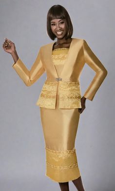 Susanna 3025 yellow Lace Skirt suit Formal Fitted Two-piece Set, Fitted Gold Long Sleeve Set, Gold Fitted Long Sleeve Sets, Two-piece Spring Formal Sets, Two-piece Formal Sets For Spring, Gold Fitted Sets For Evening, Gold Fitted Evening Sets, Classic Gold Long Sleeve Sets, Elegant Two-piece Wedding Set