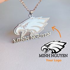 This necklace is customized engraved and cut the shape according to the logo/pattern/design/icon you provide,we have both stainless steel and sterling silver material,also you can tell the seller about the specific size you want. Material: sterling silver or stainless steel Pendant Size: made to order Standard chain length:45 cm(18 inches),if you want longer chain,please ask the seller. How to customize: 1,select the size of the pendant,the size means the length or width of the pendant. 2,select Silver Engraved Metal Name Necklace, Silver Engraved Name Necklace, Silver Stainless Steel Nameplate Necklace, Personalized Silver Stainless Steel Custom Necklace, Silver Stainless Steel Name Necklace Pendant, Silver Stainless Steel Pendant Name Necklace, Silver Jewelry With Engraved Logo For Gift, Logo Pattern Design, Logo Necklace