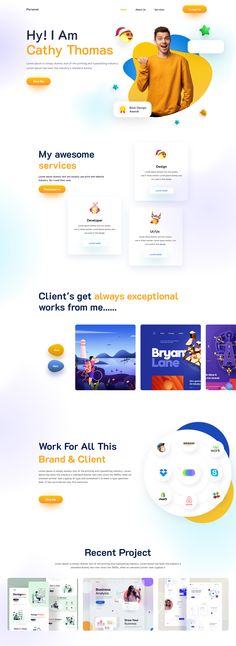 the landing page for a website with many different colors