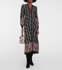 Paisley silk midi dress in multicoloured - Etro | Mytheresa Etro Paisley, Midi Wrap Dress, Silk Midi Dress, Paisley Dress, Silk Maxi Dress, Long Sleeve Maxi, Blue Midi Dress, White Midi Dress, White Maxi Dresses