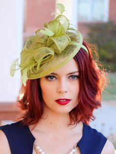 Olive Green Fascinator, Womens Tea Party Hat, Church Hat, Derby Hat, Fancy Hat, Green Hat, Tea Party Fitted Party Hats With Feather Trim, Fitted Mini Hat With Feather Trim For Races, Adjustable Mini Hat With Feathers For Kentucky Derby, Fitted Feather Fascinator For Royal Ascot, Short Brim Feather Trim Fascinator For Races, Races Fascinator With Feather Trim And Short Brim, Short Brim Fascinator With Feather Trim For Races, Kentucky Derby Fascinator With Feathers And Short Brim, Fitted Feather Hat For Royal Ascot