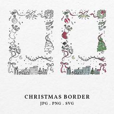 the christmas border is drawn in two different styles