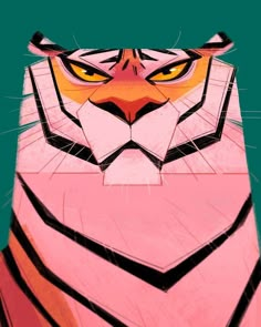 a drawing of a tiger's face with yellow eyes