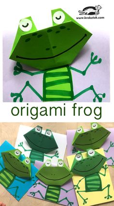 an origami frog craft made with paper