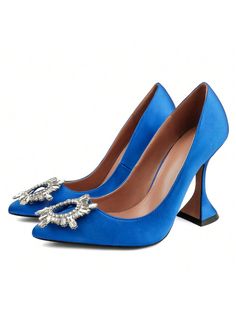 Zzheels Women's Rhinestone Triangle Heel Pumps Pointed Toe Bridal Wedding Crystal Pumps Blue Silk Elegant,Fashionable    Plain Court Pumps   Women Shoes, size features are:Bust: ,Length: ,Sleeve Length: Crystal Pumps, Blue Pumps, Blue Silk, Heel Pumps, Shoes Women, Bridal Wedding, Women's Pumps, Pumps Heels, Wedding Bridal