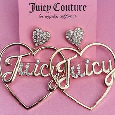 Juicy Couture Rhinestone Heart Large Earrings 2000s Fashion Accessories, Red Bottoms Heels, Juicy Culture, Nostalgic Movies, 2000s Accessories, Juicy Couture Clothes, 2000s Jewelry, Juicy Couture Earrings, Vintage Money