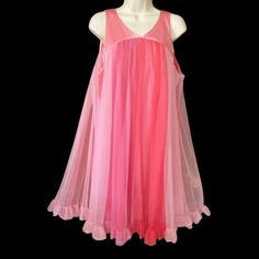 Vintage Vanity Fair Nightgown Womens M Rainbow Red Pink Nylon Chiffon Dress 60s | eBay Sheer Nightgown For Party, Pink Sheer Sleeveless Mesh Dress, Sheer Summer Night Dresses, Summer Sheer Dresses For Night, Vintage Chiffon Day Dresses, Red Sheer Dresses For Spring, Sheer Chiffon Dresses For Daywear, Pink Summer Evening Sleepwear, Vintage Sheer Chiffon Dress