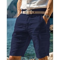 Season:Summer; Fabric:Linen Cotton Blend; Gender:Men's; Style:Designer,Fashion; Occasion:Holiday,Daily,Casual; Details:Belt Not Included; Fit Type:Regular Fit; Function:Breathable,Comfort; Waistline:Mid Waist; Pattern:Plain; Design:Multi Pocket,Straight Leg; Brand:OUKU; Pants Type:Shorts,Beach Shorts,Cargo Shorts,Linen Shorts,Summer Shorts; Fly Type:Zipper,Button; Front page:FF; Listing Date:05/05/2024; Hips:null; Length:null; Waist:null; Fit US Size:null; Fit UK Size:null; Fit EU Size:null; Pants Length:Knee Length Solid Color Summer Cargo Shorts For Outdoor, Casual Solid Color Shorts For Vacation, Casual Bermuda Bottoms Solid Color, Casual Swim Trunks With Short Leg For Vacation, Casual Short Leg Swim Trunks For Vacation, Summer Beachwear Bottoms With Pockets, Summer Beach Bottoms With Pockets, Summer Cargo Shorts With Cargo Pockets, Summer Cargo Shorts With Pockets