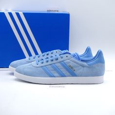 Us Size 13 Men's Adidas Originals Gazelle Sneakers Ig4987 Clear Blue/Light Blue/Off White - Brand New In Box, Box Is Lightly Damaged. We Only Sell 100% Genuine Products, Sourced From Major Retailers. Blue Sneakers For Light Sports With Laces, Blue Sneakers With Laces For Light Sports, Blue Sneakers For Light Sports With Branded Insole, Light Blue Sneakers For Light Sports With Rubber Sole, Light Blue Sneakers With Rubber Sole For Light Sports, Blue Low-top Sneakers With Gum Sole, Blue Lace-up Sneakers With Gum Sole, Light Blue Sporty Sneakers For Spring, Light Blue Leather Sneakers With Gum Sole