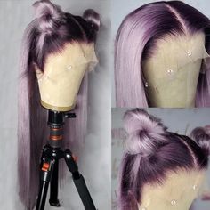 PRICES MAY VARY. 【 13x3 LACE FRONT WIG 】 Hand tied 13x3 lace front parting area, pre plucked natural density hairline 【 SOFT AS HUMAN HAIR WIG 】High-quality high-temperature synthetic hair and unique processing skills make QD-Tizer wigs soft and natural like healthy human hair, and easily detangled, less sheds 【 CHANGEABLE STYLES 】This glueless lace wig can be styled however you want. Loose wavy texture, half ponytails, double or half bun, BOB haircut, changeable shapes can be easily done. Suita Wigs Purple, Half Ponytail, Creative Hair Color, Purple Wig, Pretty Hair Color, Colored Wigs, Straight Lace Front Wigs, Purple Ombre, Hair Inspiration Color