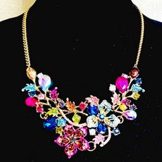 N139 - This Beautiful Rhinestone Garden Necklace Just Sparkles In The Light. The Rhinestones Are Set In Double Dipped Gold Plating. This Necklace Is 22 Inches Long. It's Brand New. --->Make An Offer! I'm A 5 Seller! You Can Buy With Confidence. My Posh Oath ~ I Don't Sell Crap Items! If I Couldn't Wear It, Or Use Myself, I Won't Sell It! Blessings To You ~ ------->Thank You Notes From A Few Of My Buyers - From @Robbiegianni Absolutely Amazing Seller! Highly Recommended!! 10/10 Extremely Friendly Multicolor Crystal Necklace With Rhinestones, Multicolor Crystal Rhinestone Necklace With Sparkling Stones, Multicolor Jeweled Rhinestone Necklace For Gift, Multicolor Jeweled Rhinestone Necklace Gift, Pink Jeweled Rhinestone Necklace For Party, Multicolor Crystal Rhinestone Necklace, Multicolor Crystal Rhinestone Costume Necklace, Multicolor Rhinestone Necklace With Jewels, Costume Jewelry, Elegant Multicolor Rhinestone Necklace With Bling