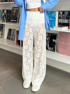 Details Composition: 70% Cotton, 30% Polyamide Design: Sheer Style: Romantic Thickness: Regular Sheer: Yes Material: Lace Occasion: Leisure, Vacation, Party, Work Size & Fit Pants Length: Long Pants Stretch: Slight Stretch Fit Type: Shift Cm Inch Size Length Hips Waist XS 110 94 62 S 111 98 66 M 112 102 70 L 113 10 Wide Leg Lace Pants For Party, Party Wide Leg Lace Pants, Party Lace Wide Leg Pants, Stretch Lace Party Pants, Party Lace Stretch Pants, Full Length Lace Pants For Party, Full-length Lace Party Pants, Full Length Lace Party Pants, Wide Leg Lace Bottoms For Party