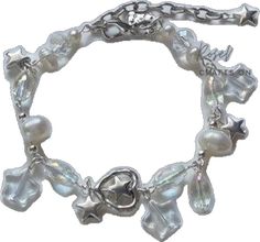 Trendy Star-shaped Party Bracelet, Trendy Star-shaped Bracelets For Party, Trendy Star Bracelet For Party, White Star-shaped Party Bracelets, White Star Bracelets For Party, Trendy White Crystal Party Bracelet, Trendy White Crystal Bracelet For Party, Star Pearl, Strawberry Flower