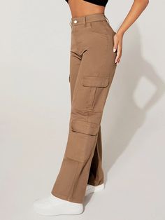 Introducing our Plain Straight Leg Flap Pocket Cargo Pants, the epitome of effortless style and practicality. Crafted with meticulous attention to detail, these pants are designed to blend seamlessly into any wardrobe, offering a timeless and versatile addition to your attire. The absence of embellishments allows for a refined and understated look, making them suitable for a wide range of occasions, from casual outings to semi-formal gatherings. Specifications: Pattern Type: Plain Type: Straight Brown Wide Leg Pants With Pockets, Non-stretch Brown Pants With Side Pockets, Non-stretch Brown Wide Leg Pants With Pockets, Non-stretch Full-length Cotton Cargo Pants, Non-stretch Straight Leg Cargo Pants With Pockets, Non-stretch Utility Cargo Pants For Fall, Non-stretch Cotton Wide Leg Cargo Pants, Fall Utility Non-stretch Cargo Pants, Brown Wide Leg Pants With Multiple Pockets