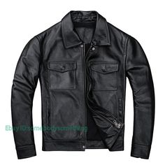 Men Real Cowhide Leather Lapel Biker Casual Jacket Color:Black  Size:S-7XL  Material:Leather        Payment 1. Payment must be made within 7 days of auction closing (Unpaid dispute will automatically open when item is not paid in 7 days). 2. PLEASE NOTE: SHIPPING&HANDING DOES NOT INCLUDE DUTIES, LOCATL TAXES OR ANY OTHER IMPORTATION FEES. 3. Please list your special requests (color, packages, value of declaration, etc.) in the EBAY NOTES SECTION when you make payment Shipping 1. We Ship to World Moto Leather Jacket With Pockets, Winter Leather Jacket With Pockets For Biker Events, Casual Leather Biker Jacket With Lapel Collar, Biker Style Leather Jacket With Pockets, Leather Biker Outerwear With Flap Pockets, Leather Biker Jacket With Flap Pockets, Fall Biker Jacket With Lapel Collar And Pockets, Moto Leather Jacket With Pockets For Outdoor, Classic Leather Jacket With Pockets For Streetwear