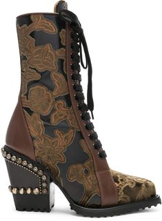 Chloe Rylee Baroque Velvet Lace Up Boots #boots #shoes #fashion #womensfashion Lizzie Hearts, Embellished Heels, Fancy Shoes, Velvet Lace, Fashion Mistakes, Pretty Shoes, Fantasy Fashion, Designer Boots, Lace Boots