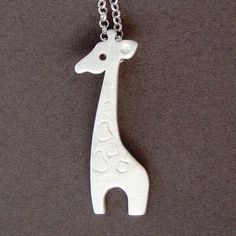 Giraffe Necklace in sterling silver by zoozjewelry on Etsy, $38.00 Playful Silver Necklaces With Charms, Silver Animal Design Jewelry For Gifts, Silver Jewelry With Animal Design For Gift, Playful Silver Necklace For Gifts, Playful Silver Necklace For Birthday, Animal Design Jewelry Gift, Playful Animal Design Jewelry Gift, Giraffe Jewelry, Giraffe Necklace