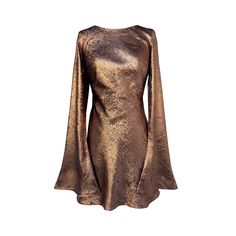 Crafted from an eye catching metallic gold fabric, Pia features bell flared sleeves and a mini length that adds a touch of retro charm. The whole dress is cut on true bias that skims curves and drape over the body beautifully. This is the dress you've been dreaming of.  Details True bias cut Drape cowl back  Bell sleeves Slip on style, without a zip No lining  Mini Length Made in Hong Kong Lightweight, opaque, breathable and drape beautifully, Soft to touch Sheer ◎◎◎◎◎◎◎◎◎◉ Opaque 100% Gold foil Luxury Long Sleeve Mini Dress For Formal Occasions, Gold Fabric, Metallic Dress, Great Gatsby, Gold Dress, Independent Designers Fashion, Long Sleeve Mini Dress, Blouse And Skirt, Flared Sleeves