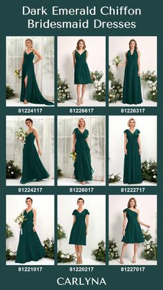 the bridesmaid dresses are all in different colors and sizes, but not very long