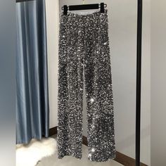 Sequin Pants For All Parties New With Tags These Are Made Smaller. Double Check The Measurements. Size S Height 100cm, Waist64-72cm, Hip94-100cm, Leg Circumference52cm M Height 102cm, Waist66-74cm, Hip95-102cm, Leg Circumference53cm L Height 105cm, Waist68-76cm, Hip96-106cm, Leg Circumference54cm Xl Height 108cm, Waist70-78cm, Hip98-108cm, Leg Circumference55cm Purchase Same Item From Me On Vinted For A Better Deal And Less Fees Marleelambert Glamorous Straight Summer Pants, Trendy Evening Pants For Party Season, Trendy Sequined Party Bottoms, Trendy Straight Pants For Party, Chic Straight Party Pants, Trendy Wide-leg Party Bottoms, Chic Straight Pants For Party, Trendy Wide Leg Pants For Party, Trendy Wide Leg Pants For Summer Party