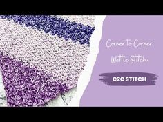 a purple and white crocheted rug with the words corner to corner written on it