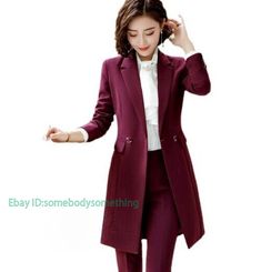 Store Categories 2Piece Women Long Blazer Pant Set Double Breasted Slim Fit Business Dress Suits Burgandy Suit Women Outfit, Formal Coats For Women Wedding, Suite For Woman, Long Suits For Women, Fancy Coats For Women, Women's Formal Suit, Maroon Suit Women, Fancy Suits For Women Fashion, Unique Suits Women