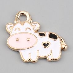 **Get this Charm for FREE with the purchase of any charm bracelet Good for charm bracelets, handbag charms, key rings, zipper pulls, earrings,and pendants Sweet and chubby! Enameled White Cow Charm. Approx:1/2 X 3/4 inches Zinc alloy, lead-free. Comes with jump ring not shown in pictures. All items in stock and ships from Tennessee. Free Shipping Cute Thank You Cards, Tiny Charm, Jewelry Making Necklace, White Cow, Handbag Charms, Beaded Animals, Pink Enamel, How To Make Necklaces, Purple Butterfly