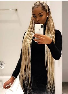 cute Feed In Braids Ponytail, Black Box Braids, Feed In Braids Hairstyles, Blonde Braids, Afrikaanse Mode, Feed In Braid, Fulani Braids, Beautiful Braids, Girls Hairstyles Braids