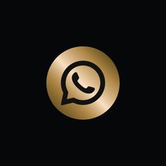 the whatsapp icon is shown in gold on a black background with an oval shape