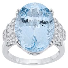 Elegant and exquisitely detailed 18 Karat White Gold Ring, center set with Aquamarine Oval 8.96Cts. Diamond Brilliant Round 0.273Cts Beautifully Hand crafted in 18 Karat White Gold. Stone Detail: Aquamarine Oval: 16x12 MM Stone Weight: Aquamarine Hexagon : 4.24 Diamond: GH/SI Diamond Size - 1.20 mm 1.50 mm Total Diamond Weight: 0.273 Oval Diamond Ring, Aquamarine Engagement Ring, Oval Ring, White Gold Ring, Jewelry Ring, Diamond Sizes, Oval Diamond, White Gold Rings, Cocktail Rings