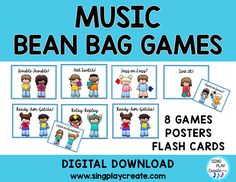 music bean bag games for kids to play with their own name and pictures on them