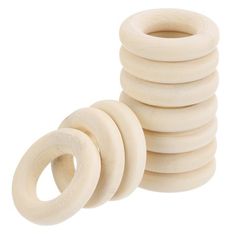 a stack of wooden rings sitting on top of each other