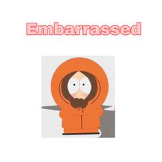 an orange hoodie with the words embarrassed in red and white above it