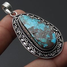 Turquoise Pendant, Woman Gemstone jewellery necklace Pendant Gift For Her Silver Plated Pendant Antique Style Girl Pendant Materials Sterling Silver Plated Pendant Size 2.7 x 1.3 Stone Name -Turquoise Colour - Sky Blue Shipping Policy We do ship through DHL, UPS, INDIA POST. I make the gemstones myself for my valued customers so I assure you that the gemstones are Natural and are made from ethically sourced roughs. The rest of the pendant is made from 925 Sterling silver Plated 92.5% pure silver Turquoise Teardrop Gemstone Pendant Jewelry, Turquoise Round Pendant Jewelry As Gift, Turquoise Teardrop Pendant Jewelry As Gift, Turquoise Round Pendant Jewelry Gift, Turquoise Oval Pendant Jewelry As Gift, Turquoise Oval Pendant Jewelry Gift, Turquoise Gemstone Jewelry Gift, Turquoise Oval Pendant Jewelry For Gift, Handmade Teardrop Turquoise Necklace As Gift